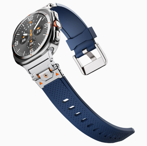 Металевий ремінець Armor Pro із силіконовою вставкою для Samsung Galaxy Watch 8 40/44 мм. (blue+silver)