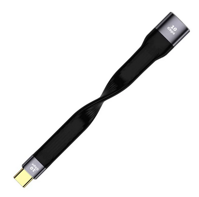 Кабель USB 3.1 to Type-C 10Gbps 100W — ультракороткий, жовтий / чорний, швидка зарядка та передача (Чорний (М+Т))