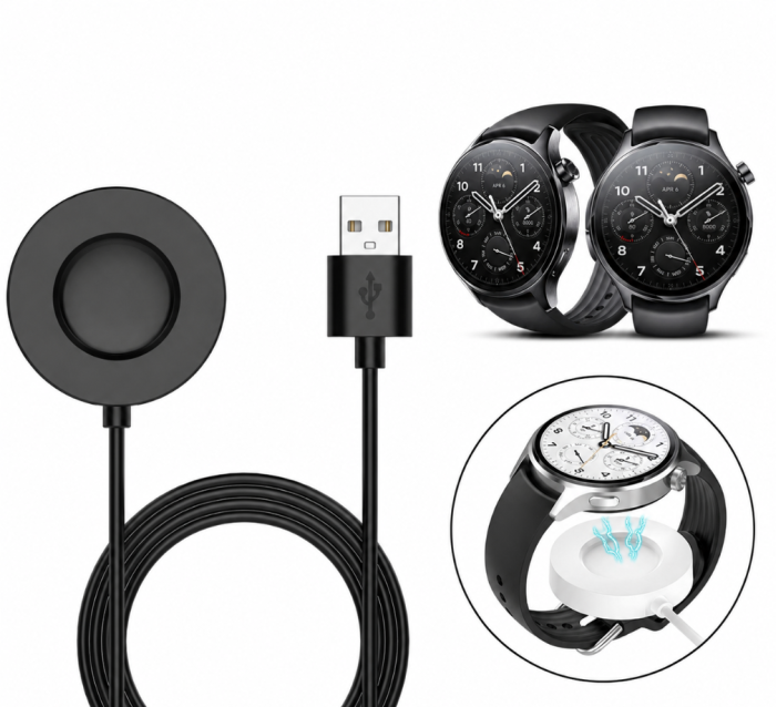 Магнітний бездротовий зарядний кабель USB для Xiaomi Watch S1 Pro, чорний