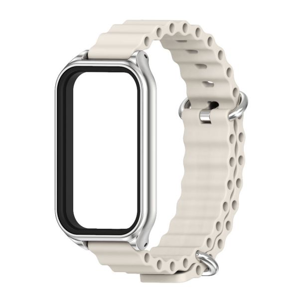 Силіконовий ремінець Ocean з алюмінієвою рамкою для Mi Band 9 Active / Redmi Band 3 (Білий)