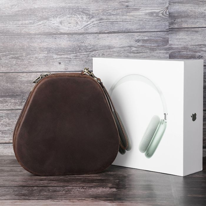 Чохол із Натуральної Шкіри для AirPods Max, Темно Коричневий