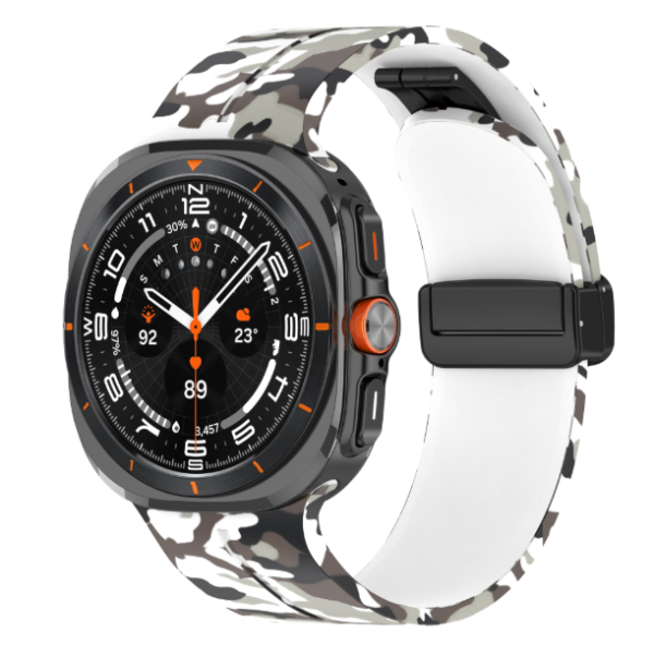 Камуфляжний силіконовий ремінець з магнітною пряжкою для Samsung Galaxy Watch7 Ultra 47 мм (білий)