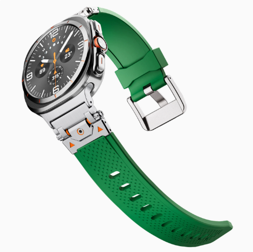 Металевий ремінець Armor Pro із силіконовою вставкою для Samsung Galaxy Watch 8 40/44 мм. (green+silver)