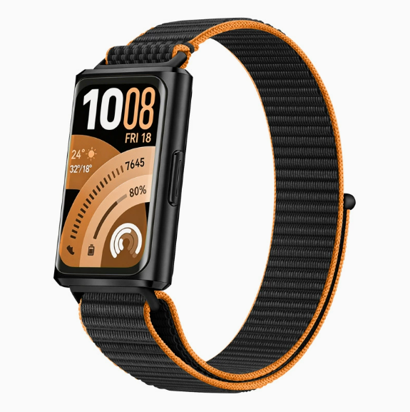 Петля-ремінець з нейлону для Huawei Band 11 / 11 Pro • М’який • Регульований • Липучка (чорний+помаранчевий)