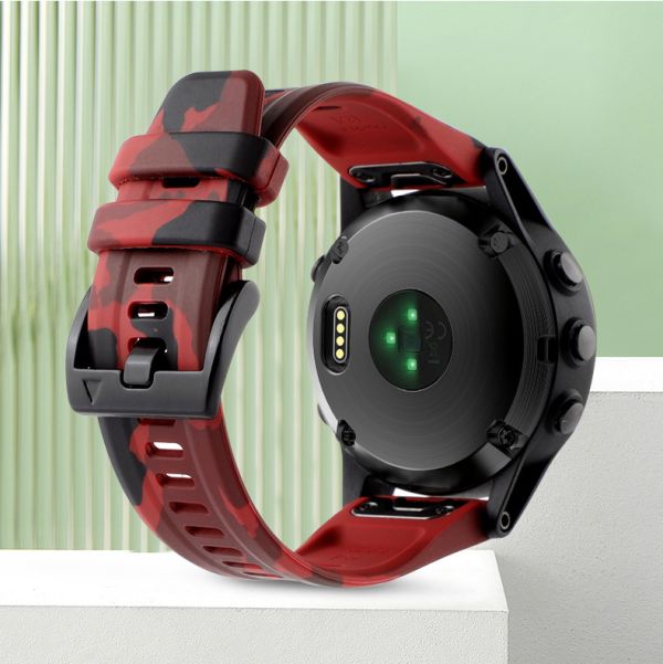 Силіконовий ремінець для Garmin Fenix 7X / 6X / 5X (22 мм) (Камуфляж червоний)
