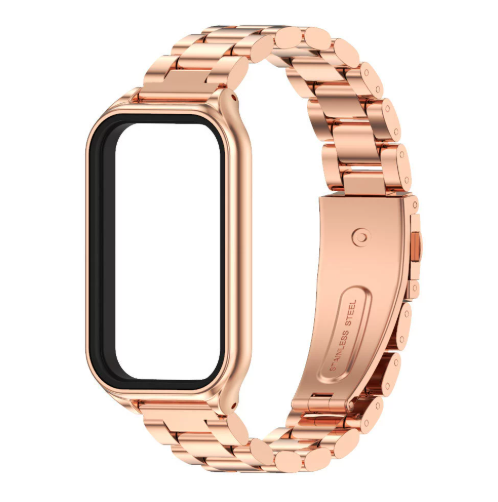 Металевий ремінець з корпусом для Xiaomi Redmi Band 2 / Mi Band 8 Active (сталевий браслет) (золотий)