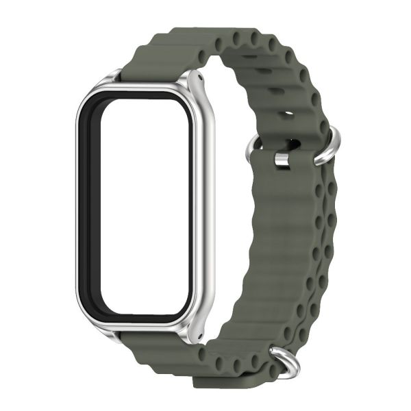 Силіконовий ремінець Ocean з алюмінієвою рамкою для Mi Band 9 Active / Redmi Band 3 (Сірий)
