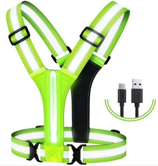 LED світловідбиваючий жилет з підсвіткою USB (для бігу, спорту, велосипеда, роботи) (Green)