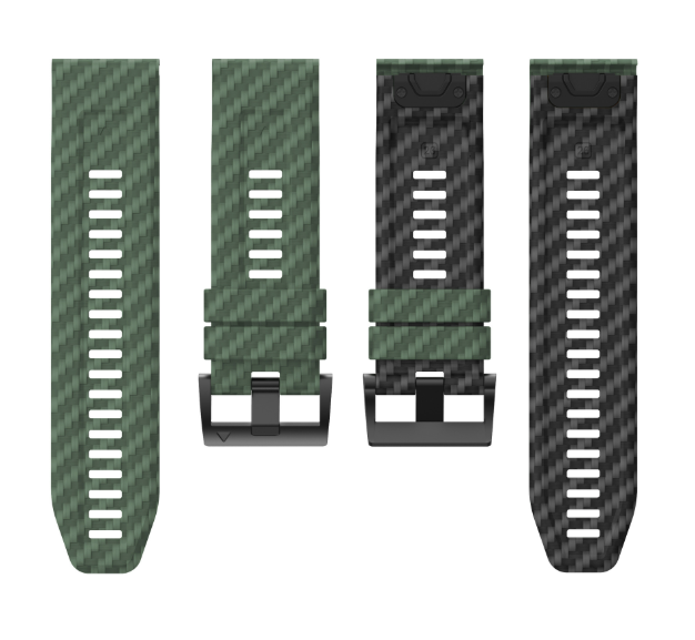 Силіконовий ремінець з карбоновим візерунком 26 мм для Garmin Fenix / Enduro / Tactix (Haki)