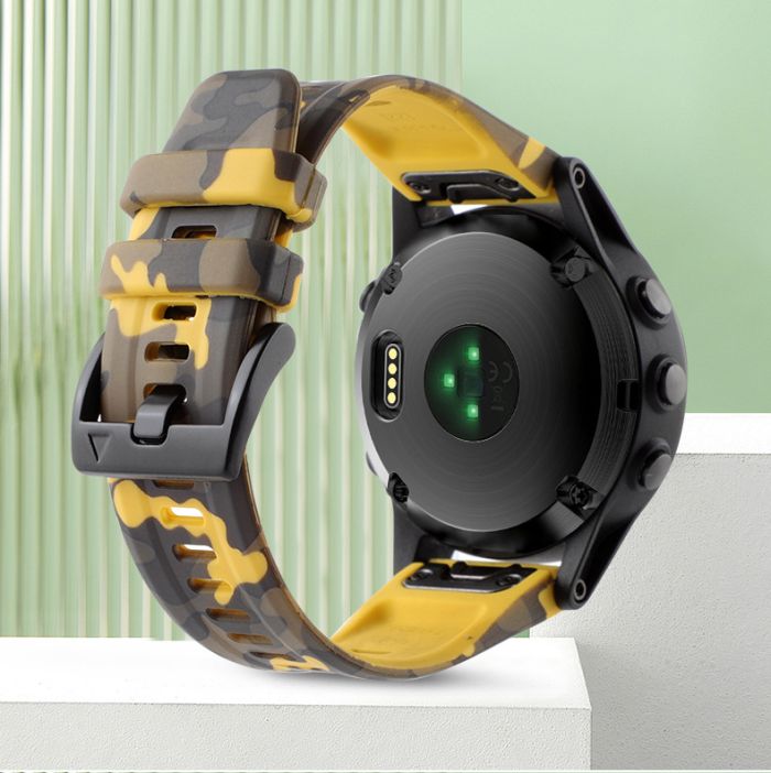 Силіконовий ремінець для Garmin Fenix 7X / 6X / 5X (22 мм) (камуфляж жовтий)