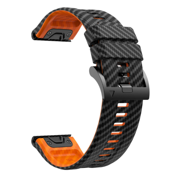 Силіконовий ремінець з карбоновим візерунком 26 мм для Garmin Fenix / Enduro / Tactix (Black orange)