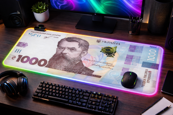 Килимок для миші з LED підсвіткою 80*30 см. "MONEY" (1000 грн.)