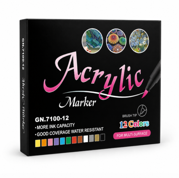 GuangNa Acrylic Marker GN.7100 — преміальні акрилові маркери для творчості та декору (12 шт.)