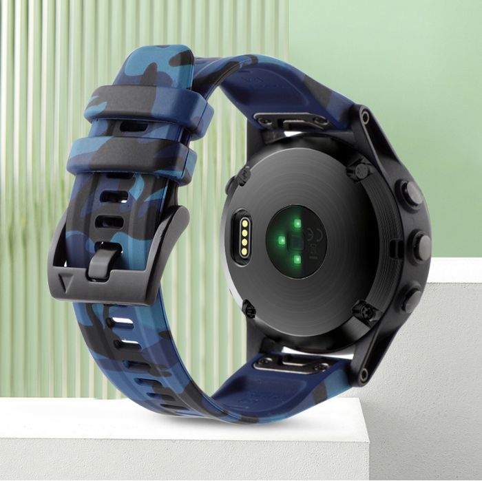 Силіконовий ремінець для Garmin Fenix 7X / 6X / 5X (22 мм) (Камуфляж синій)
