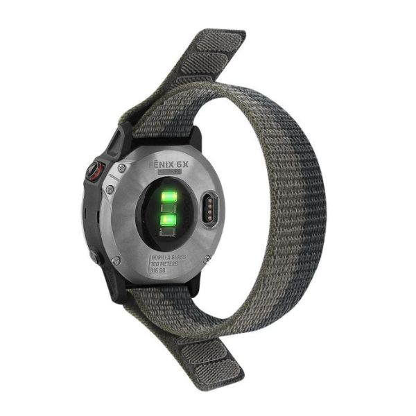 Нейлоновий ремінець на липучці для Garmin Fenix 7/7X/6X/5X/6/5 22ММ.  (Сірий)