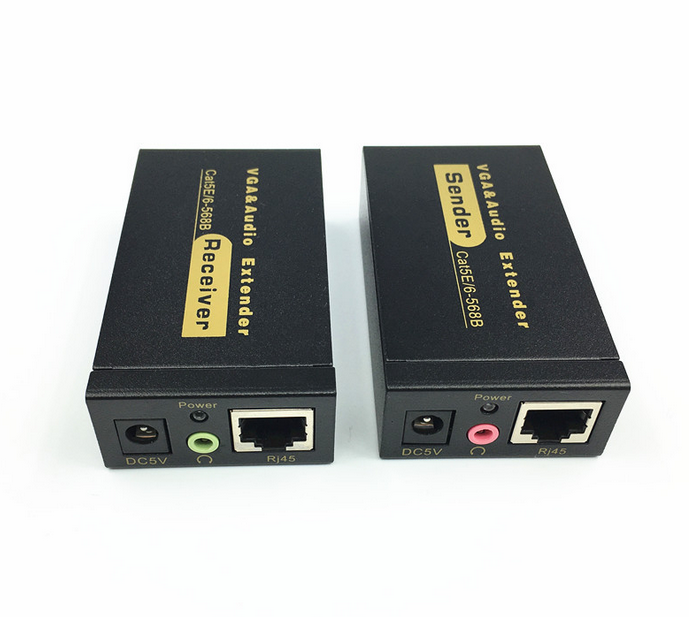 Комплект подовжувачів VGA + звук через LAN (RJ45, до 100 метрів, 5V)