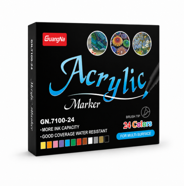 GuangNa Acrylic Marker GN.7100 — преміальні акрилові маркери для творчості та декору (24 шт.)